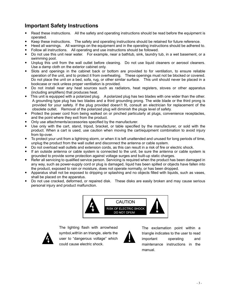 Important safety instructions | Polaroid DVR-0800 User Manual | Page 3 / 29