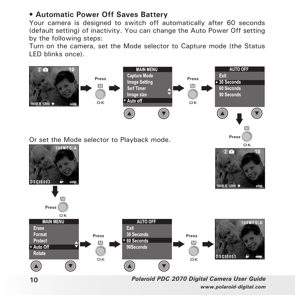 Automatic power off saves battery | Polaroid PhotoMAX PDC 2070 User Manual | Page 10 / 52