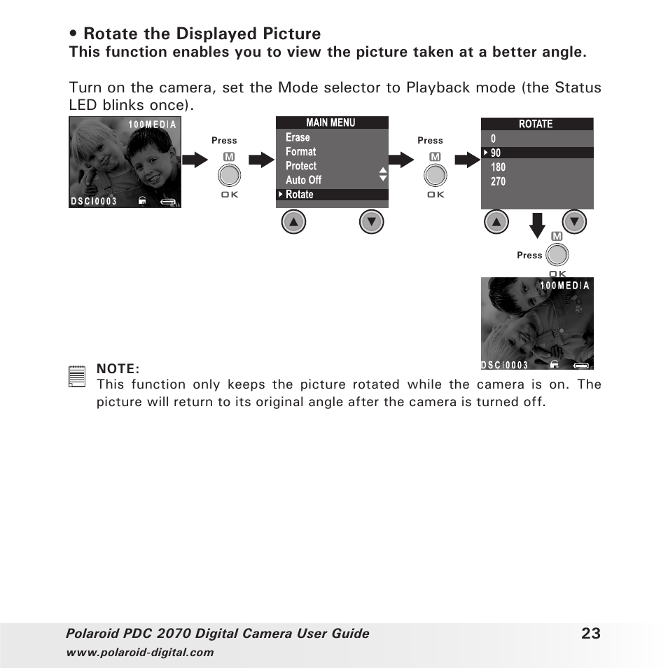 Rotate the displayed picture | Polaroid PhotoMAX PDC 2070 User Manual | Page 23 / 52