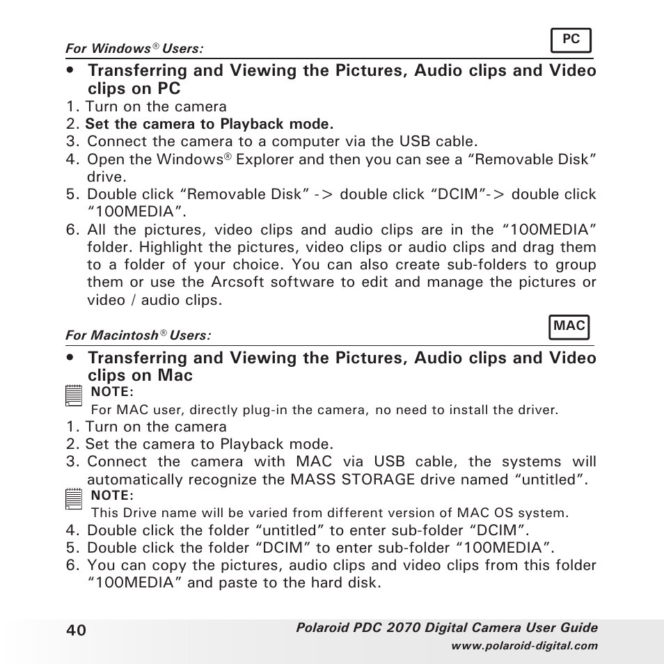 Polaroid PhotoMAX PDC 2070 User Manual | Page 40 / 52