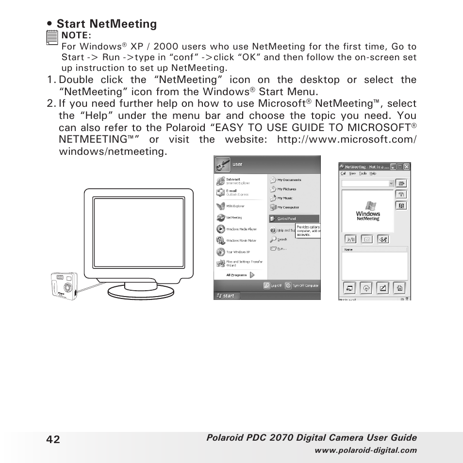 Start netmeeting | Polaroid PhotoMAX PDC 2070 User Manual | Page 42 / 52