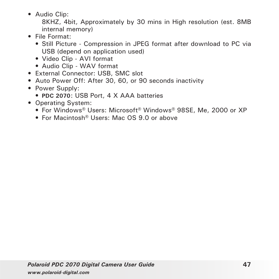 Polaroid PhotoMAX PDC 2070 User Manual | Page 47 / 52