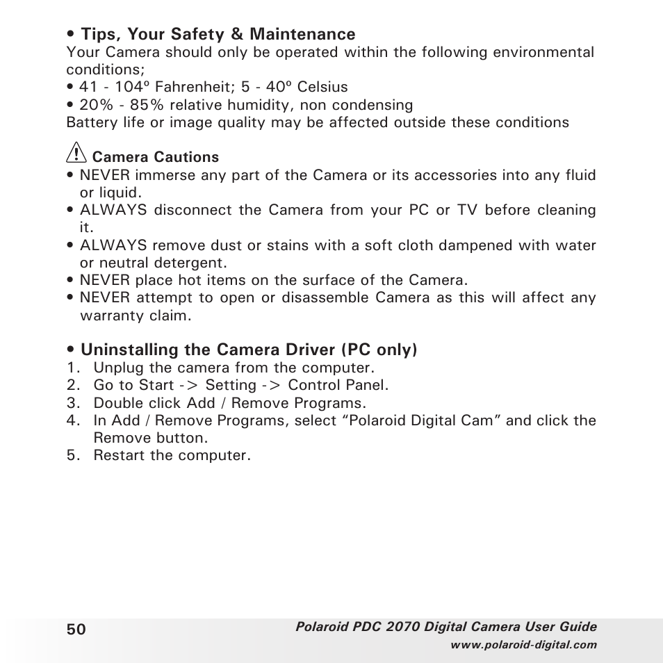 Polaroid PhotoMAX PDC 2070 User Manual | Page 50 / 52