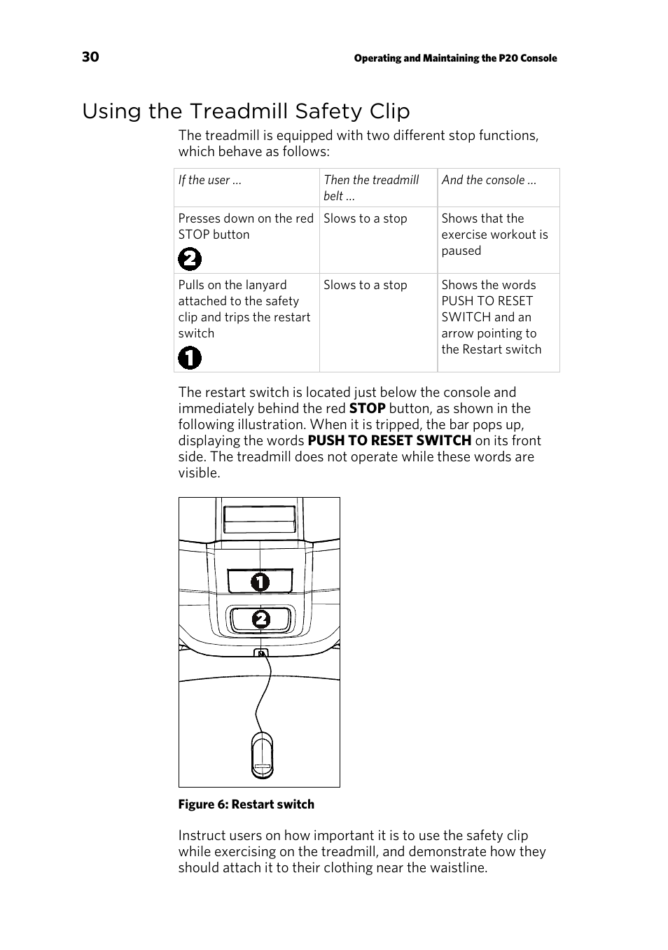 Using the treadmill safety clip | Precor 300753-201 User Manual | Page 32 / 96