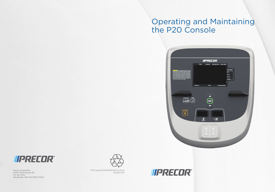 Operating and maintaining the p20 console | Precor 300753-201 User Manual | Page 48 / 96