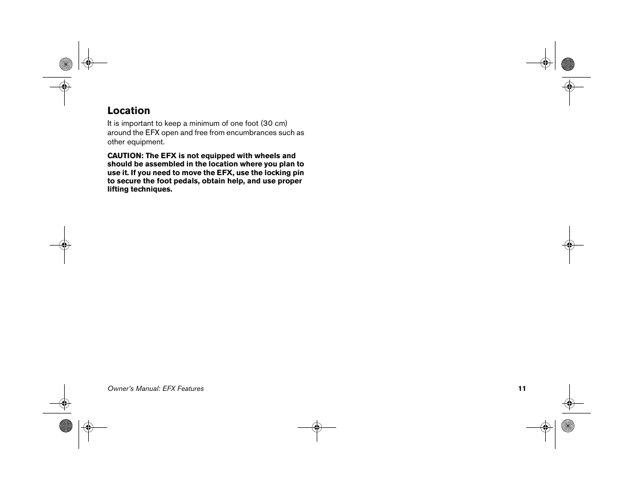 Location | Precor EFX 5.25 User Manual | Page 13 / 56