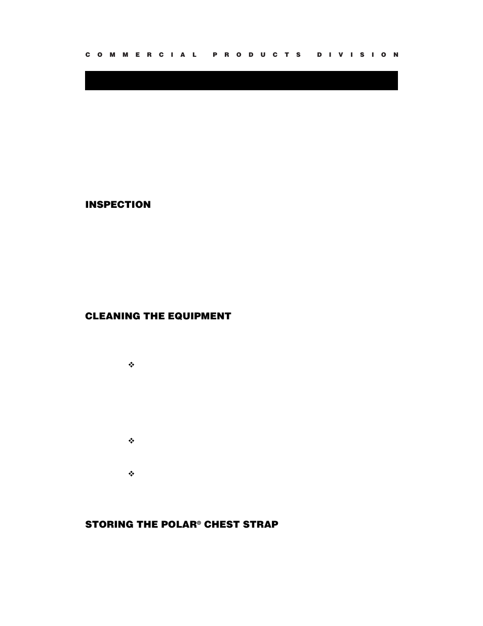 Danger, Maintenance, Inspection | Cleaning the equipment, Storing the polar, Chest strap | Precor C846 User Manual | Page 43 / 60