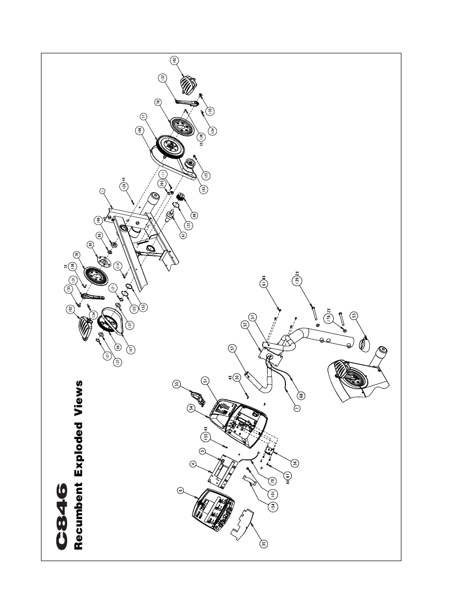 Recumbent exploded views, View 3 view 2 | Precor C846 User Manual | Page 53 / 60