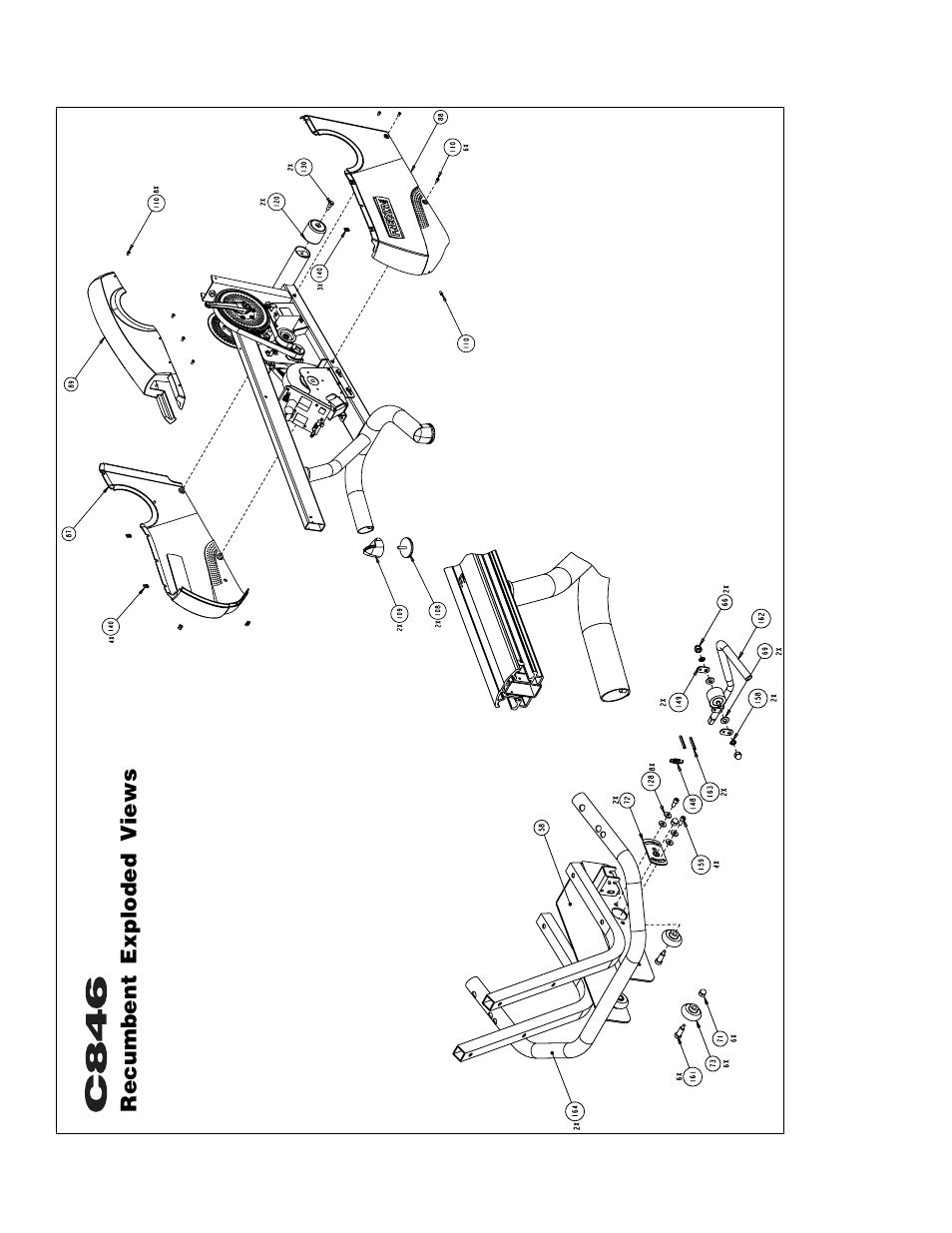 Recumbent exploded views, View 8 view 7 | Precor C846 User Manual | Page 56 / 60