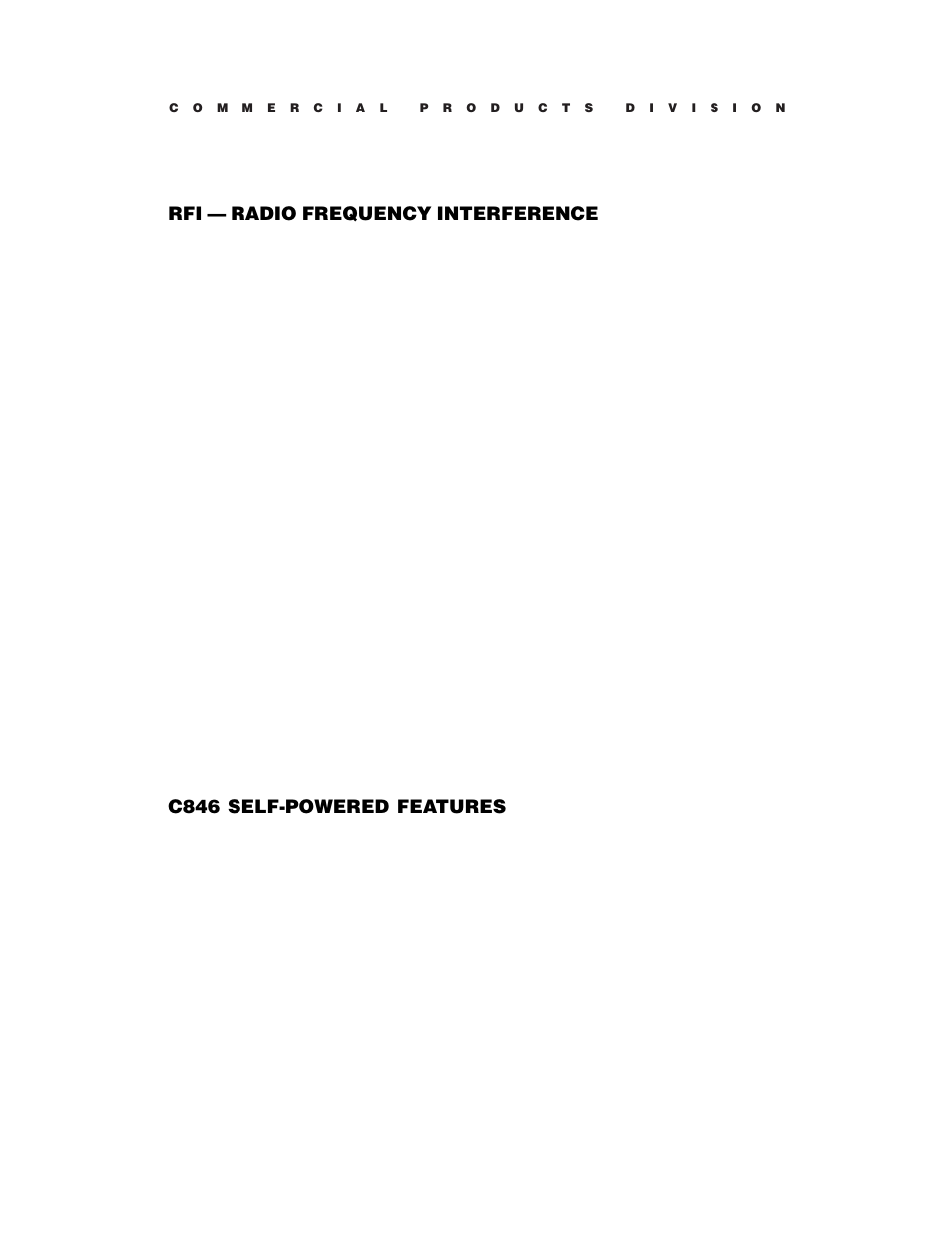 Warning, Rfi — radio frequency interference, C846 self-powered features | Precor C846 User Manual | Page 6 / 60