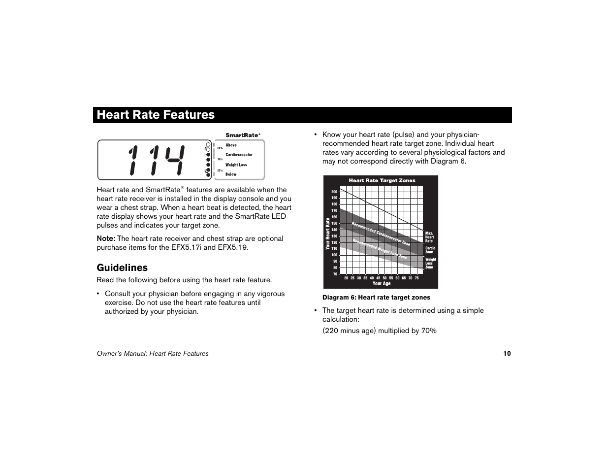 Heart rate features, Guidelines | Precor EFX 5.21i User Manual | Page 12 / 58