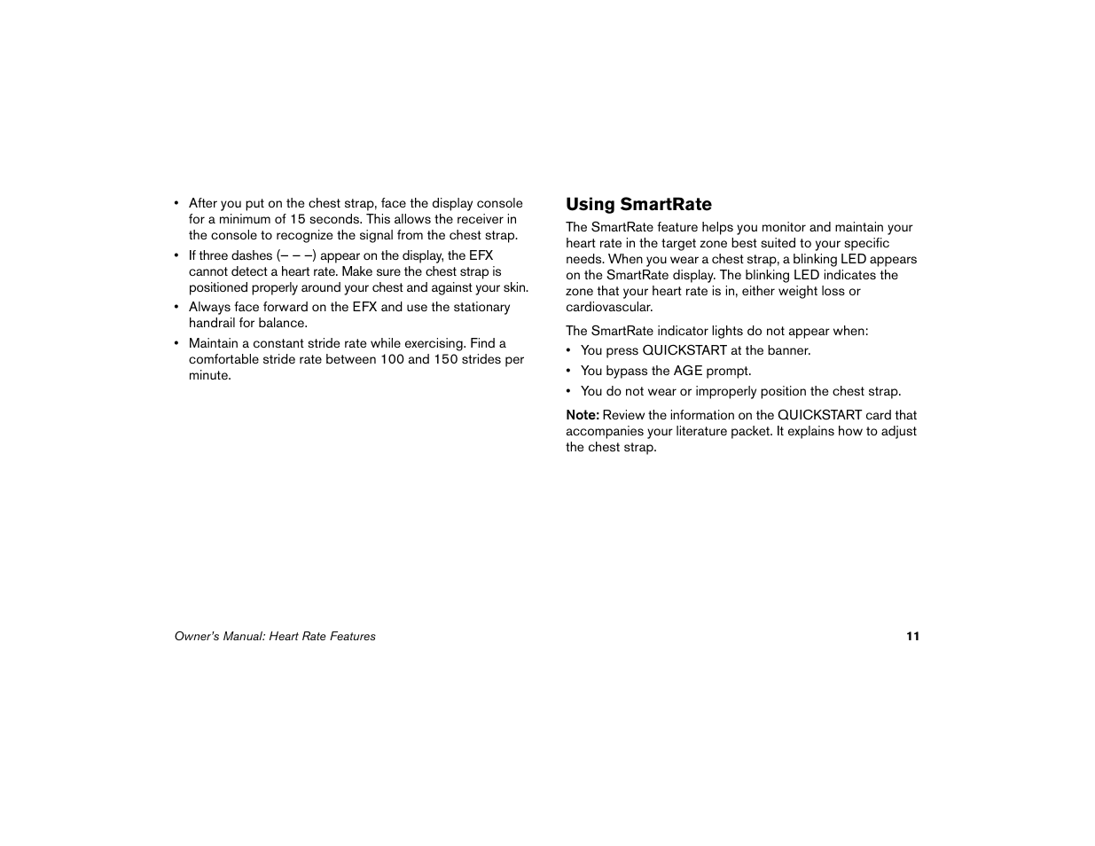 Using smartrate | Precor EFX 5.21i User Manual | Page 13 / 58