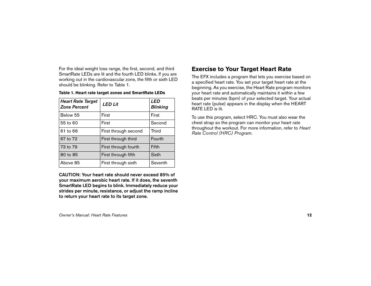 Exercise to your target heart rate | Precor EFX 5.21i User Manual | Page 14 / 58