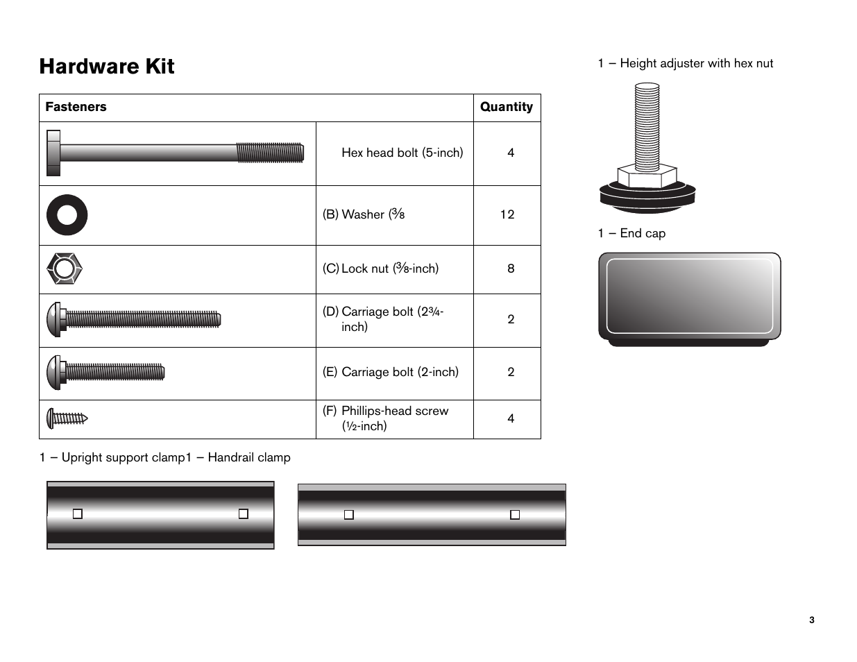 Hardware kit | Precor EFX 5.21i User Manual | Page 53 / 58