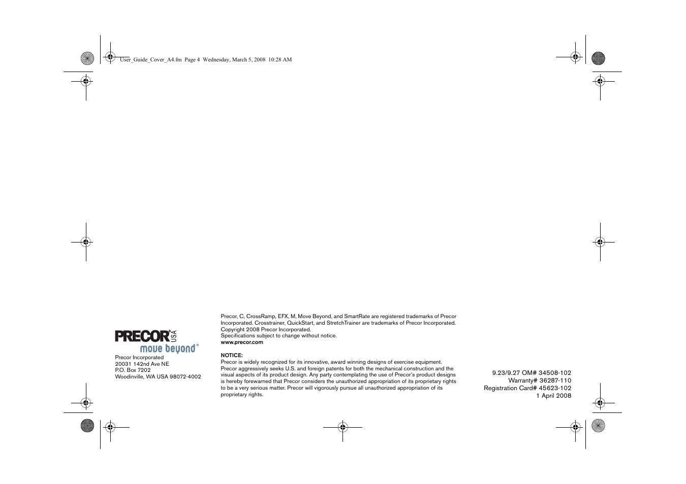 Precor Low Impact 9.27 User Manual | Page 53 / 53