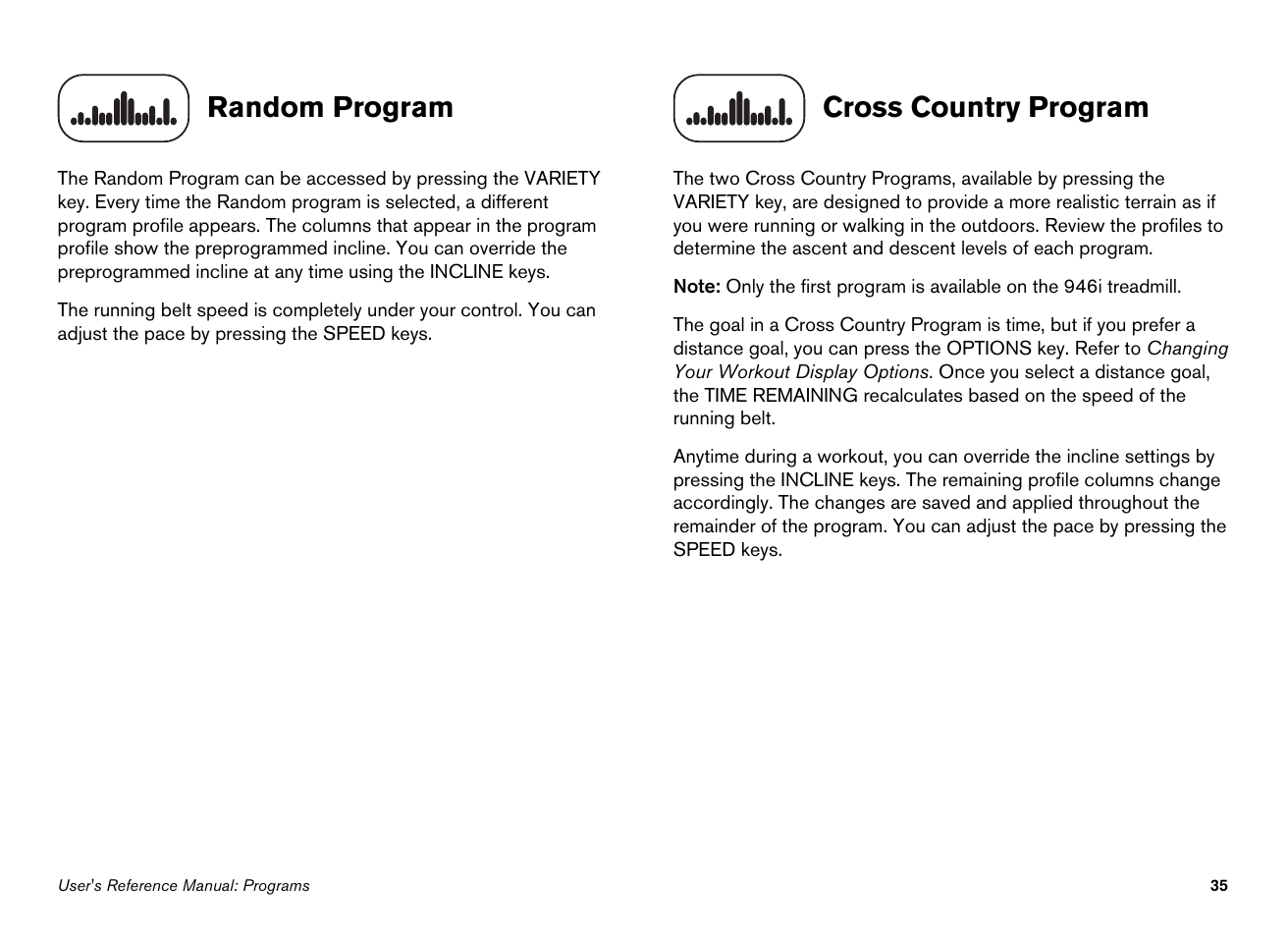 Random program, Cross country program | Precor EFX546i User Manual | Page 85 / 114