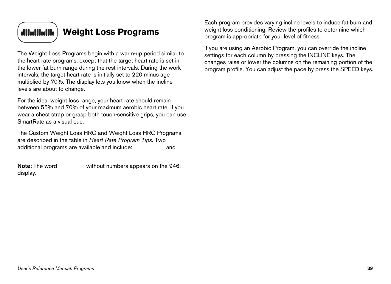 Weight loss programs | Precor EFX546i User Manual | Page 89 / 114