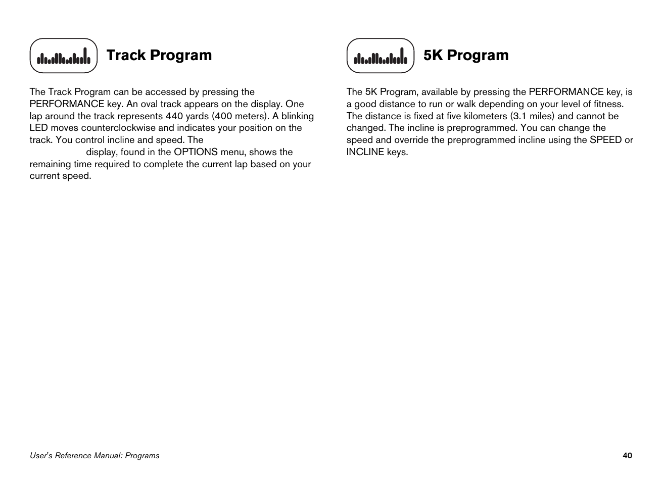 Track program, 5k program | Precor EFX546i User Manual | Page 90 / 114