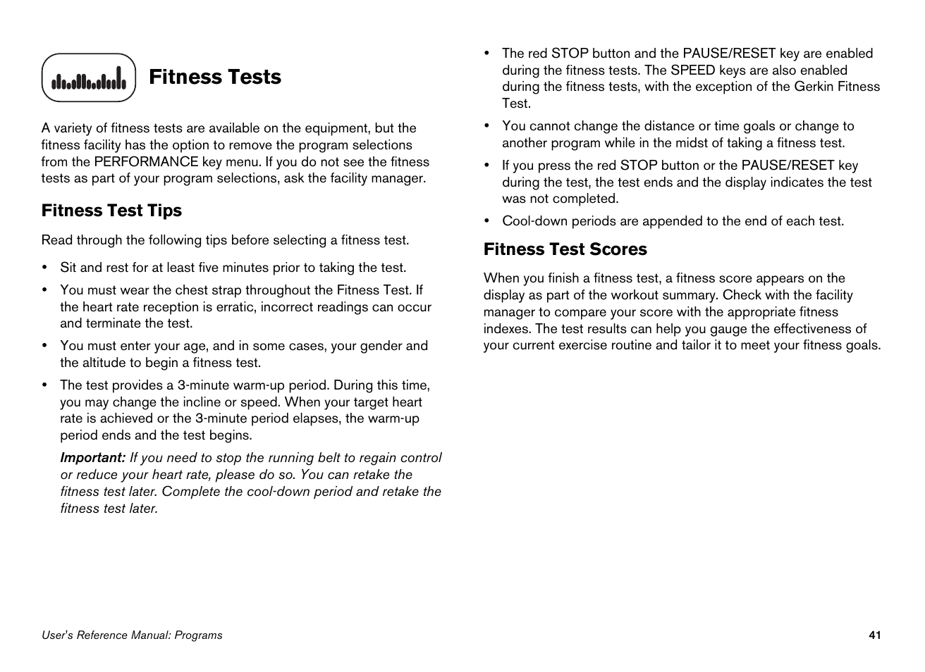 Fitness tests, Fitness test tips, Fitness test scores | Precor EFX546i User Manual | Page 91 / 114