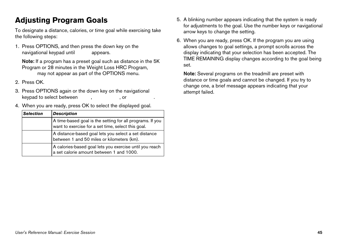 Adjusting program goals | Precor EFX546i User Manual | Page 95 / 114