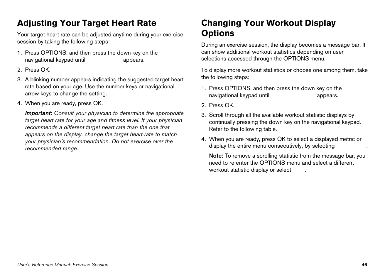 Adjusting your target heart rate, Changing your workout display options, Or changing your workout display options | Precor EFX546i User Manual | Page 96 / 114