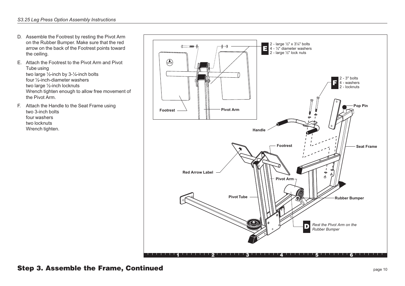 Dstep 3. assemble the frame, continued | Precor Leg Press S3.25 User Manual | Page 10 / 20