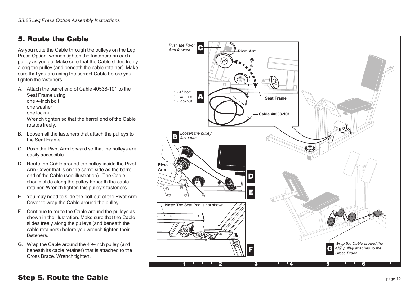 Step 5. route the cable 5. route the cable | Precor Leg Press S3.25 User Manual | Page 12 / 20
