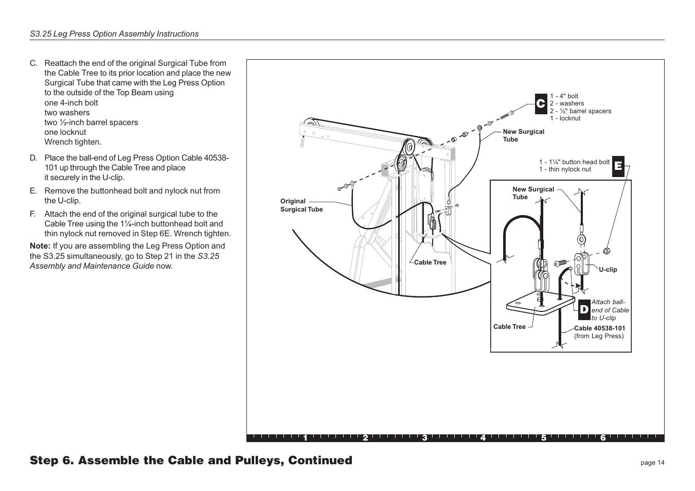 Step 6. assemble the cable and pulleys, continued | Precor Leg Press S3.25 User Manual | Page 14 / 20