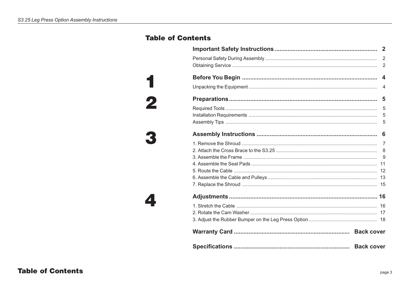 Precor Leg Press S3.25 User Manual | Page 3 / 20
