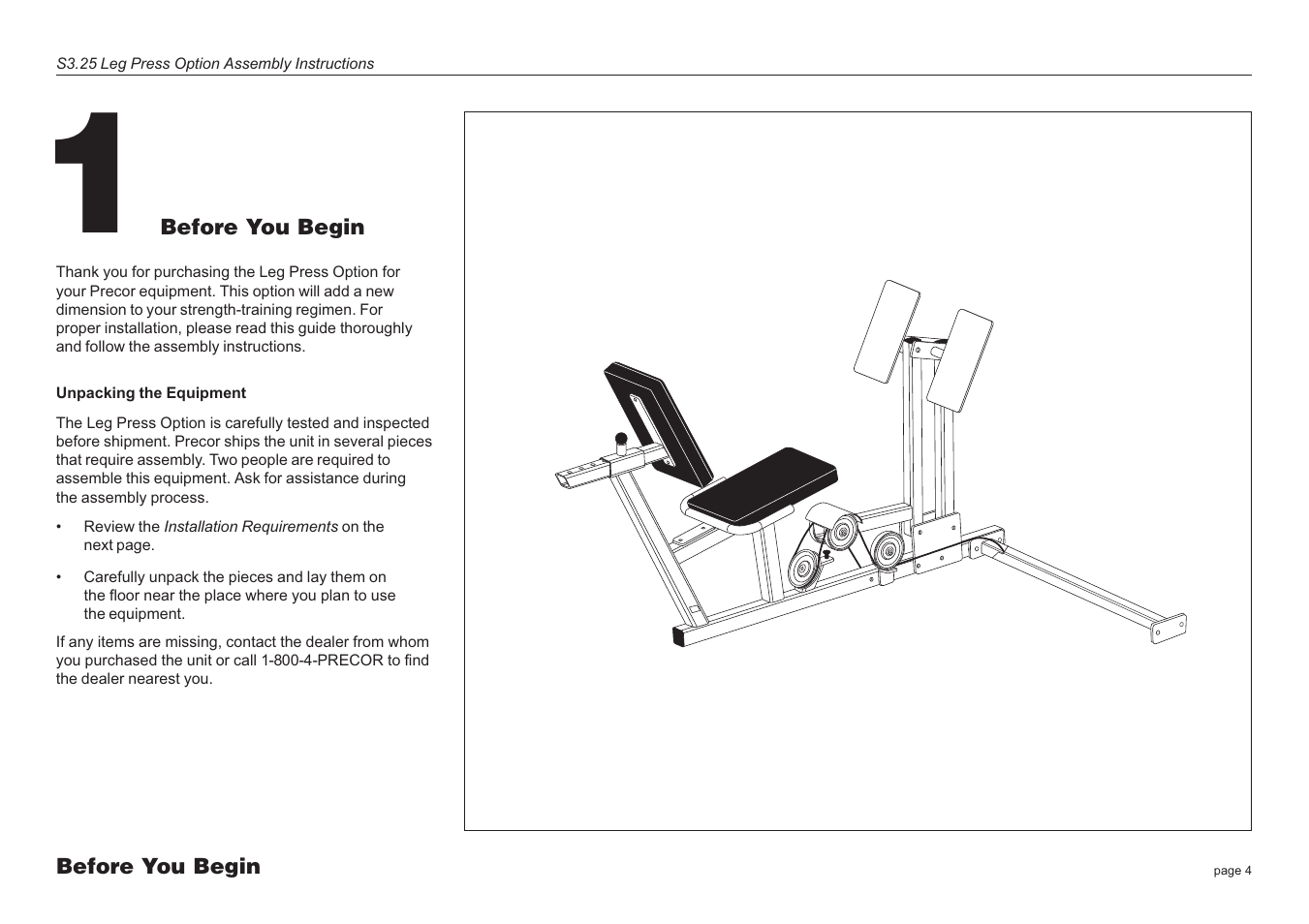 Precor Leg Press S3.25 User Manual | Page 4 / 20