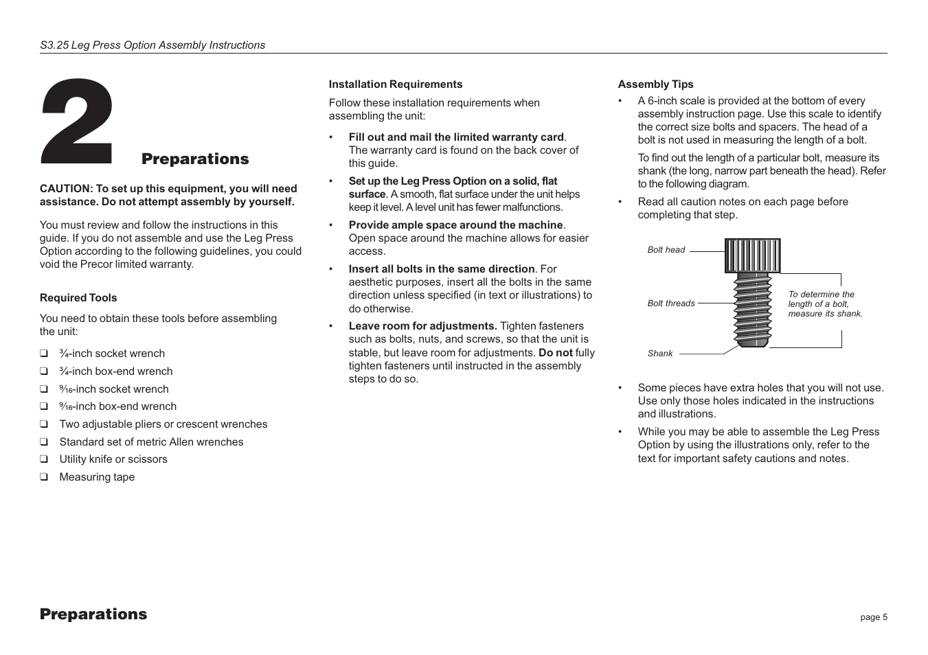 Precor Leg Press S3.25 User Manual | Page 5 / 20