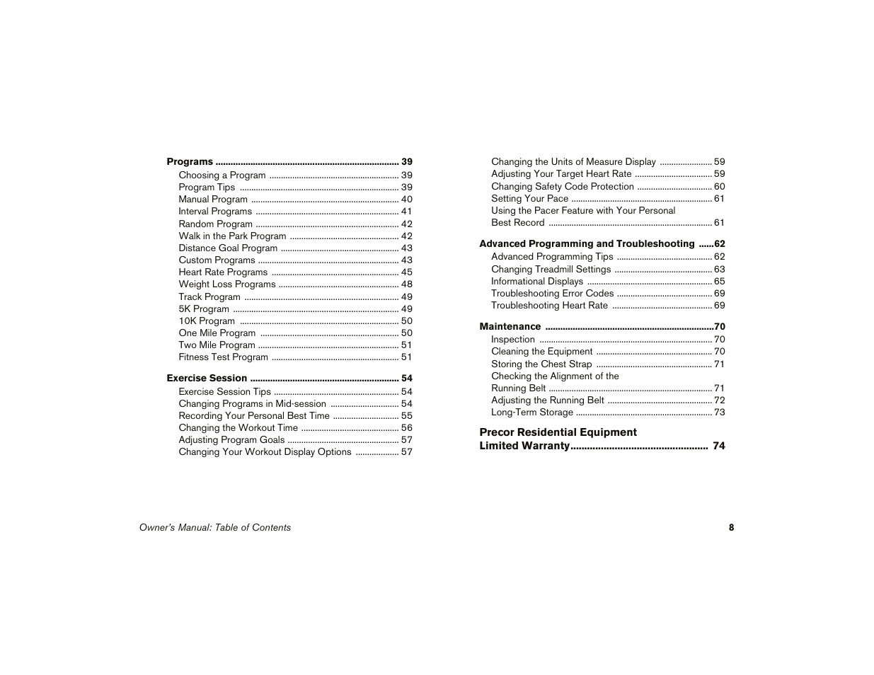 Precor 9.35 User Manual | Page 10 / 96