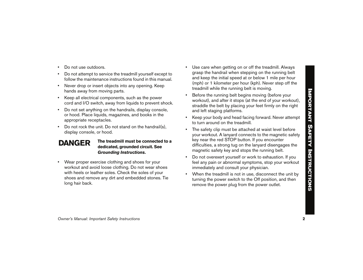 Danger | Precor 9.35 User Manual | Page 4 / 96