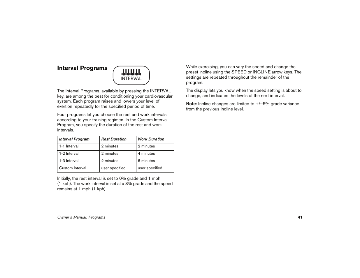 Interval programs | Precor 9.35 User Manual | Page 43 / 96