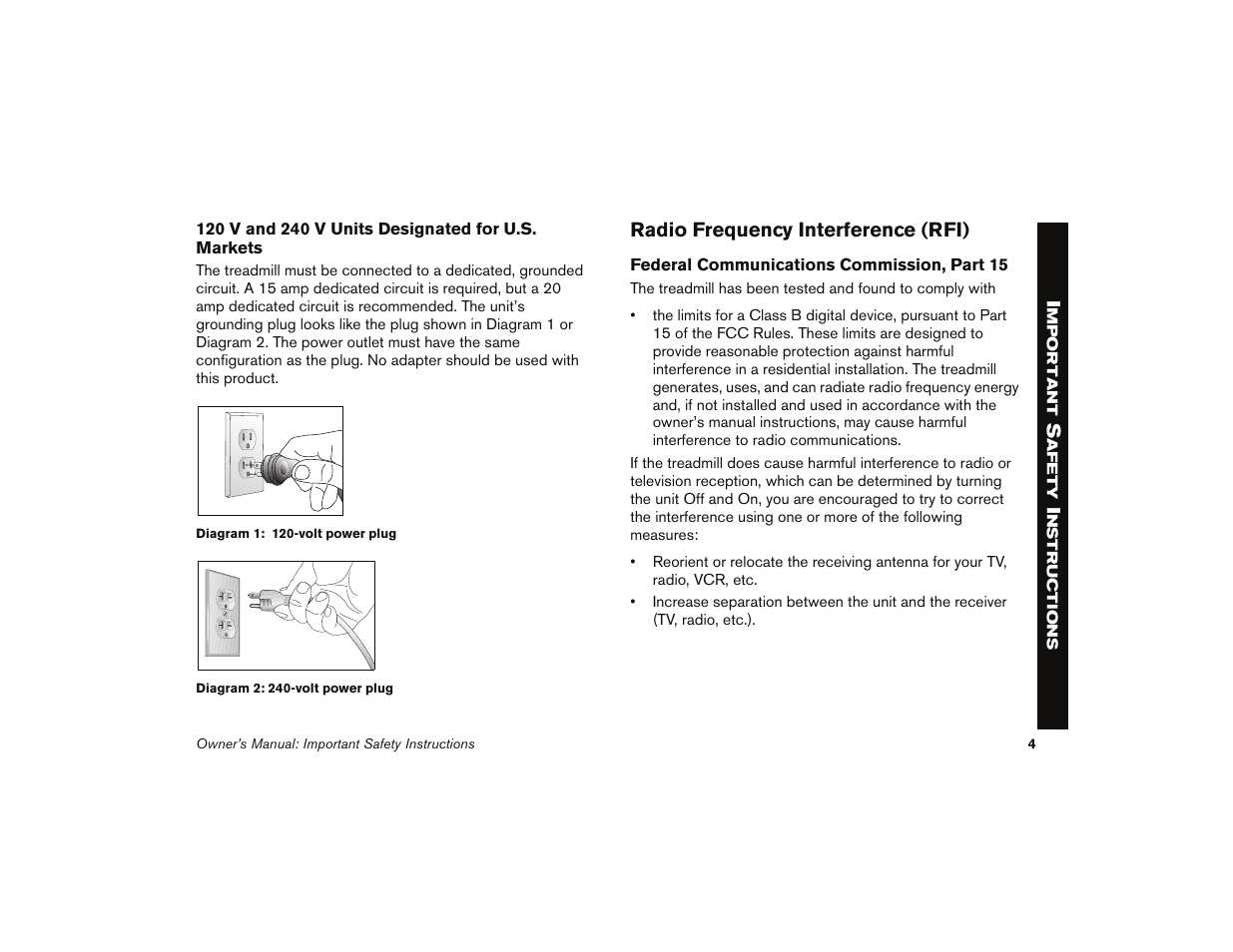 Radio frequency interference (rfi) | Precor 9.35 User Manual | Page 6 / 96