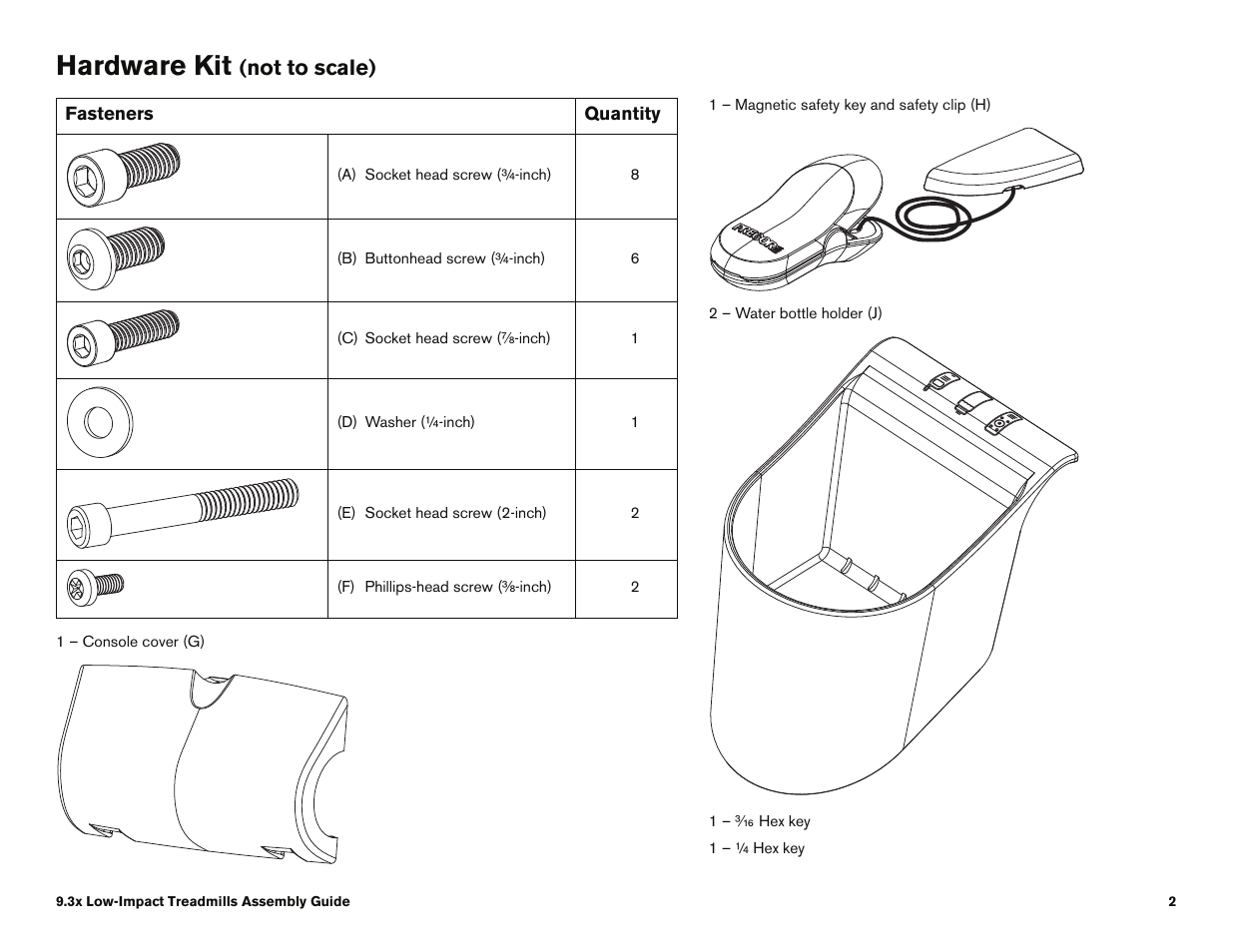 Hardware kit | Precor 9.35 User Manual | Page 88 / 96