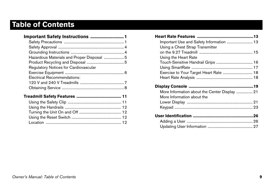 Precor 9.27 User Manual | Page 11 / 59
