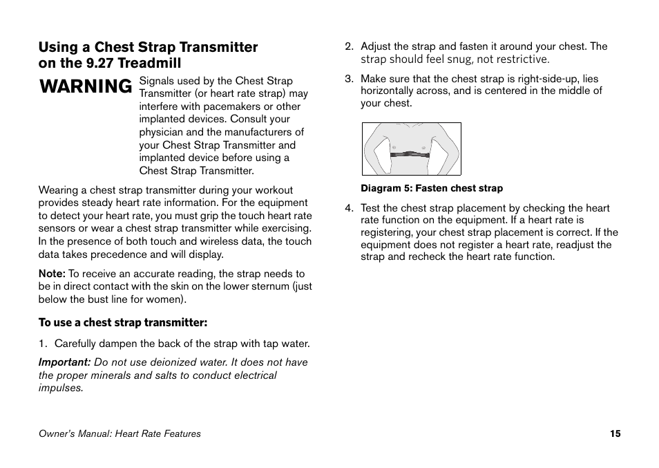 Warning | Precor 9.27 User Manual | Page 17 / 59