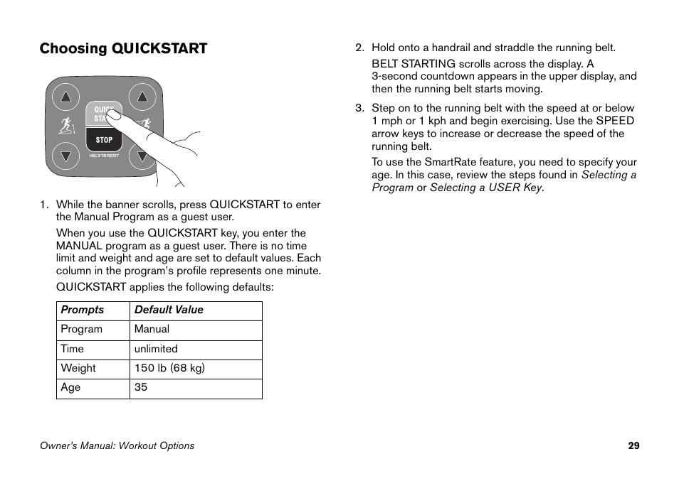 Choosing quickstart | Precor 9.27 User Manual | Page 31 / 59