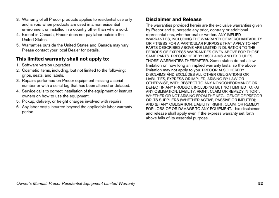 Precor 9.27 User Manual | Page 54 / 59