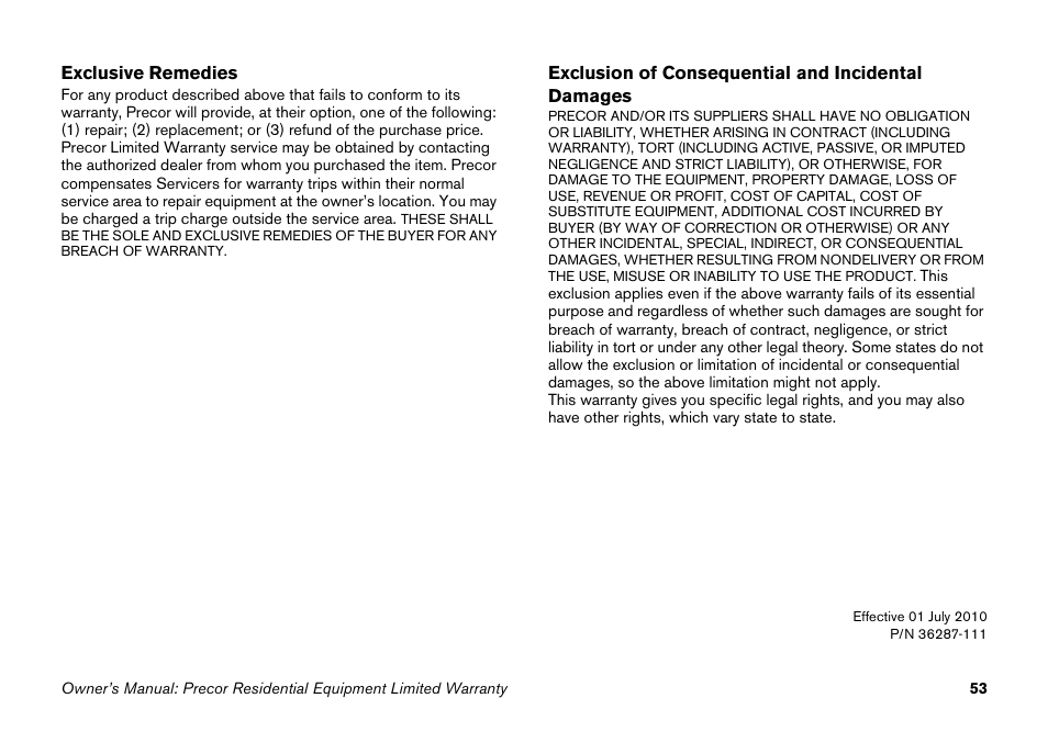 Precor 9.27 User Manual | Page 55 / 59