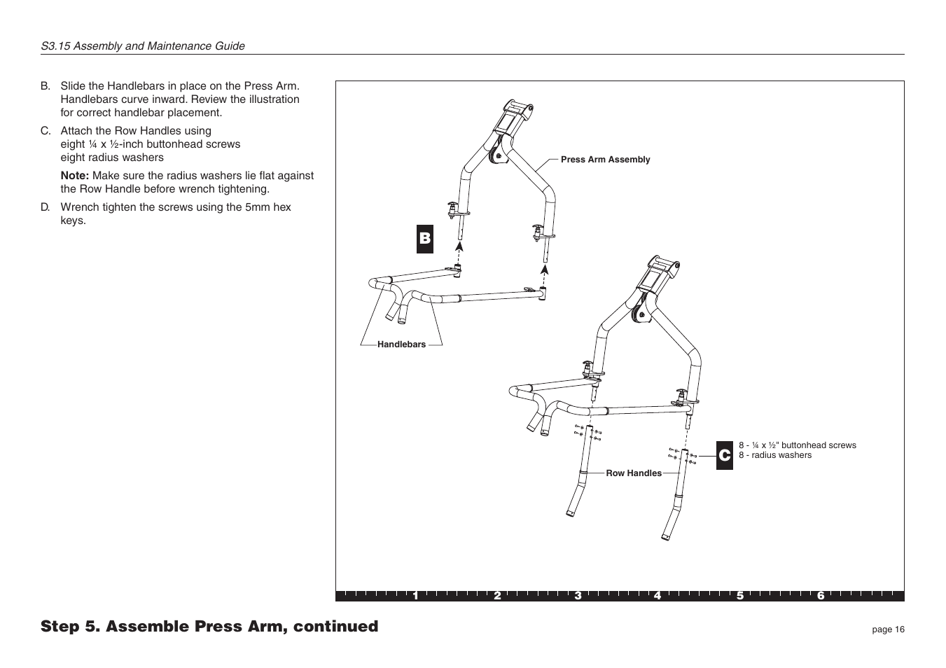 Step 5. assemble press arm, continued b | Precor S3.15 User Manual | Page 16 / 36