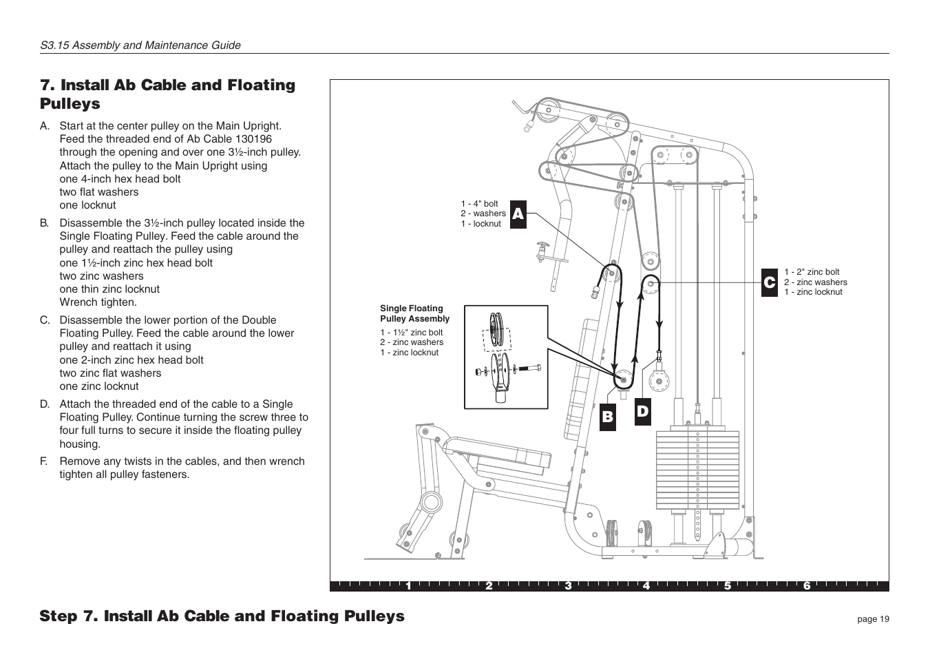 Install ab cable and floating pulleys | Precor S3.15 User Manual | Page 19 / 36