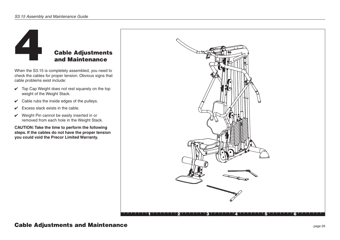 Cable adjustments and maintenance | Precor S3.15 User Manual | Page 26 / 36
