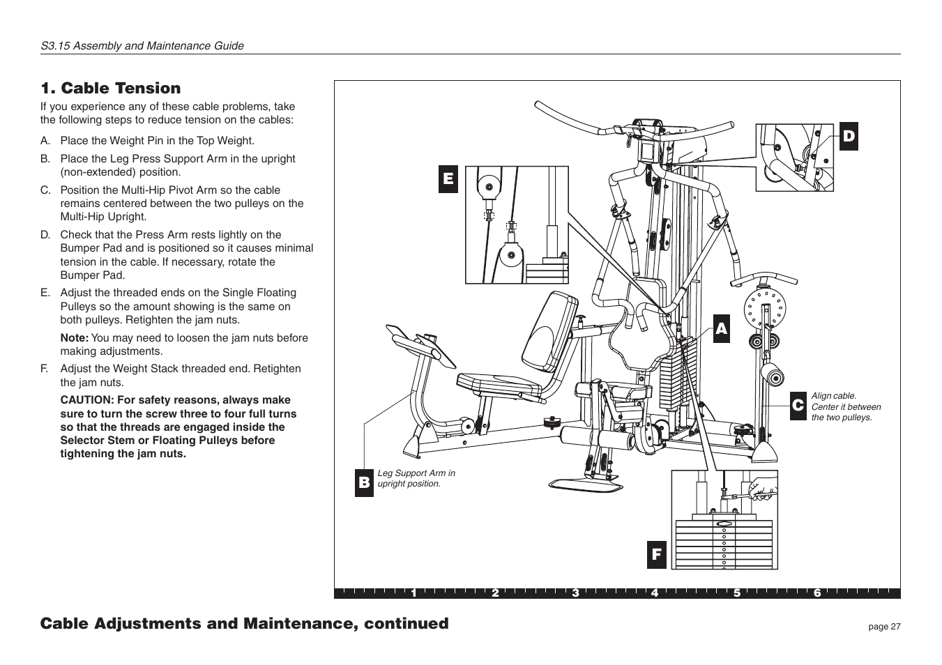 Cable tension | Precor S3.15 User Manual | Page 27 / 36