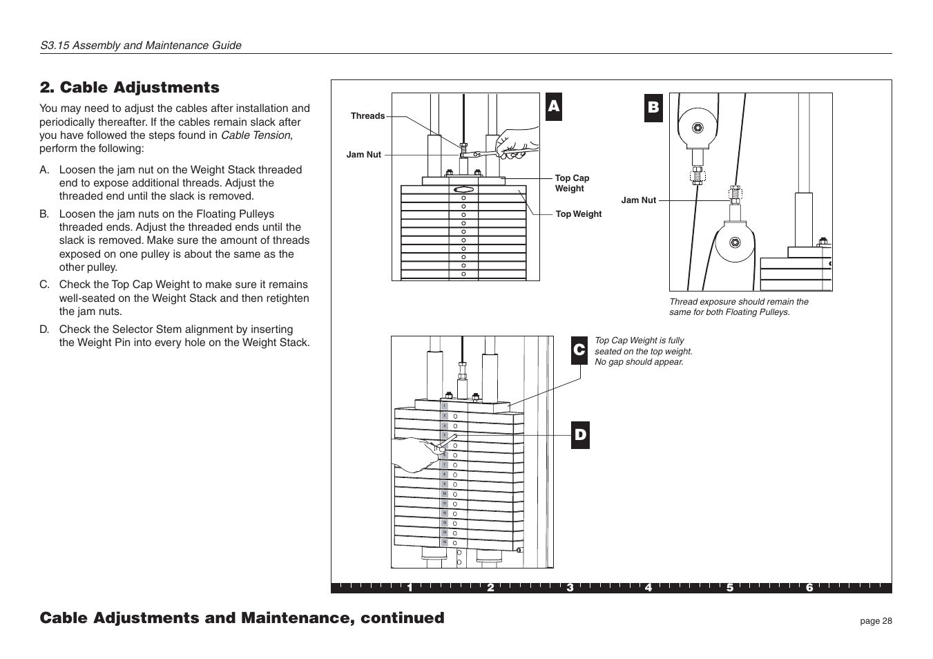 Cable adjustments, Ca d | Precor S3.15 User Manual | Page 28 / 36