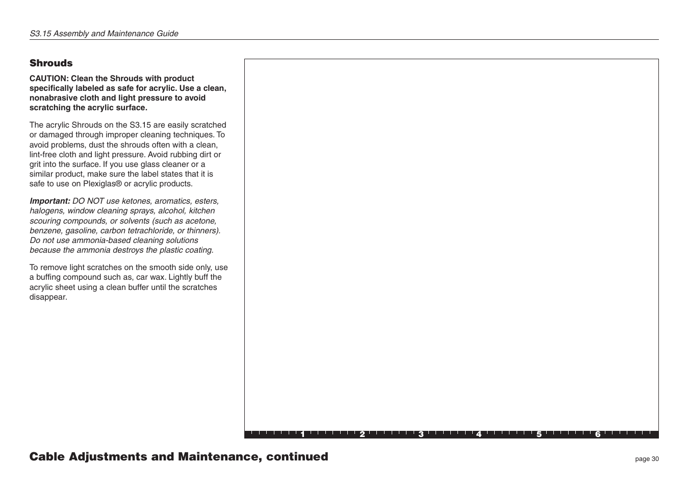 Shrouds, Cable adjustments and maintenance, continued | Precor S3.15 User Manual | Page 30 / 36