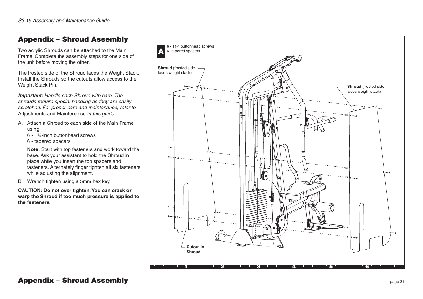 Appendix – shroud assembly | Precor S3.15 User Manual | Page 31 / 36