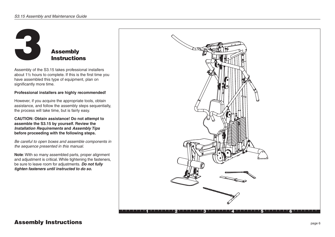 Assembly instructions | Precor S3.15 User Manual | Page 6 / 36