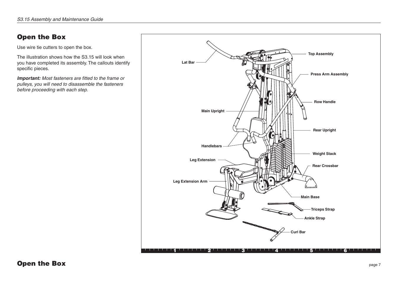 Open the box | Precor S3.15 User Manual | Page 7 / 36
